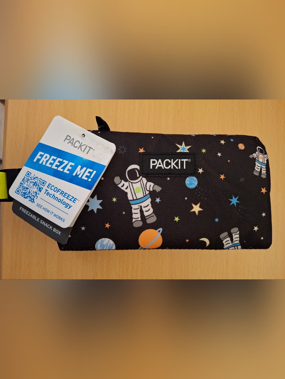PackIt Freezable Snack Box Kids Lunch Bag BPA-Free Space Astronaut Handle
